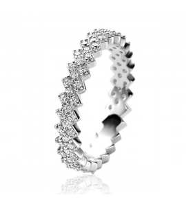 ZINZI zilveren ring met smalle rechthoekjes, trapsgewijs naast elkaar geplaatst en schitterend bezet met witte zirconia's 4mm breed ZIR2547 - 3230853