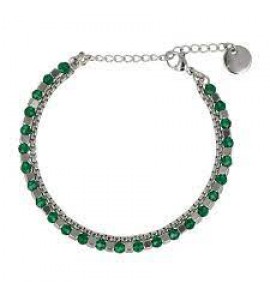 My Bendel - PO2334 - Zilver dubbele armband met blauwegroene kristallen - 3230858