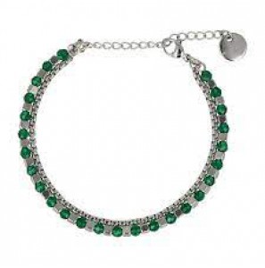 My Bendel - PO2334 - Zilver dubbele armband met blauwegroene kristallen - 3230858