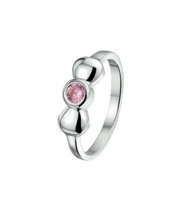 Zilver RH kinderring strik met roze zirkonia mt. 13½ - 3230866