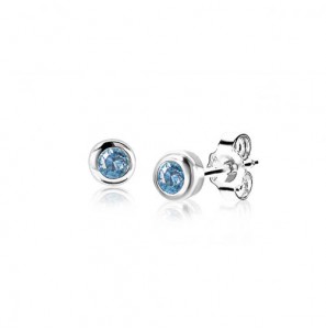 Zinzi oorknoppen 4mm zilver met geboortesteen blauw topaas zirconia DECEMBER - 3230884