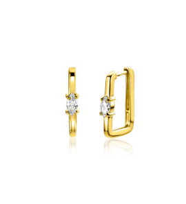 Zinzi zlv. oorringen rechthoek / ovale zirc. 15x2 mm - 3230885