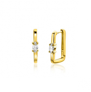 Zinzi zlv. oorringen rechthoek / ovale zirc. 15x2 mm - 3230885