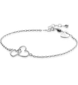 ZINZI zilveren armband met 2 verbonden hartjes 16,5-19,5cm ZIA2513 - 3230899