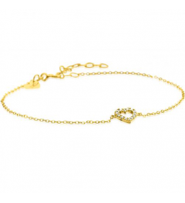 ZINZI Gold 14 krt gouden armband met sierlijk open hartje (7mm), bezet met witte zirconia's 16,5-19,5cm ZGA450 - 3230911