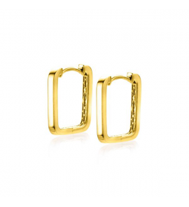 ZINZI Gold 14 krt gouden rechthoekige oorringen met luxe klapsluiting 16mm x 2mm vierkante buis ZGO425 - 3230928