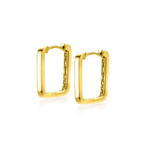 ZINZI Gold 14 krt gouden rechthoekige oorringen met luxe klapsluiting 16mm x 2mm vierkante buis ZGO425 - 3230928