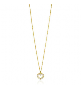ZINZI Gold 14 krt gouden anker ketting met sierlijk open hartje (7mm), bezet met witte zirconia's 40-42,5cm ZGC450 - 3230929