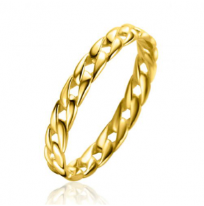 ZINZI Gold 14 krt gouden ring met trendy gourmet schakel 3mm breed ZGR448 - 3230930
