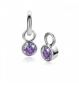 ZINZI zlv. JUNI oorbedels zilver met geboortesteen licht paars amethist zirconia (excl. oorringen) - 3230938