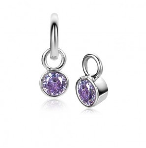 ZINZI zlv. JUNI oorbedels zilver met geboortesteen licht paars amethist zirconia (excl. oorringen) - 3230938