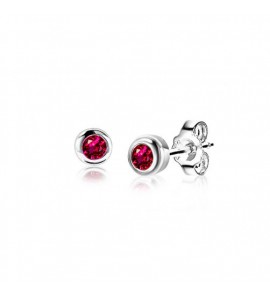 Zinzi zlv. JULI oorknoppen 4mm zilver met geboortesteen rood robijn zirconia - 3230962