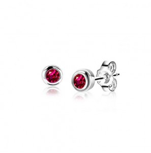 Zinzi zlv. JULI oorknoppen 4mm zilver met geboortesteen rood robijn zirconia - 3230962