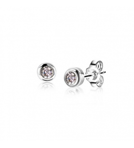 Zinzi zlv. APRIL oorknoppen 4mm zilver met geboortesteen diamant wit zirconia - 3230963