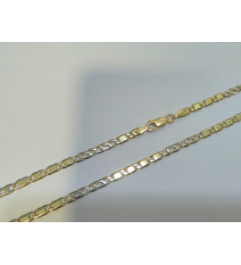 Goud collier valkoog/plaat bi-colour 60 cm. - 3240007