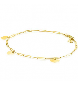 ZINZI Gold 14 krt gouden armband met trendy paperclip schakels 1,8mm breed met drie gladde harten, lengte 19cm ZGA342 - 3240017