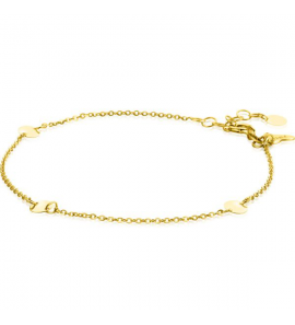 ZINZI Gold 14 krt gouden armband met subtiele jasseron schakels en drie ronde gladde plaatjes 5mm breed 18-20cm ZGA444 - 3240020