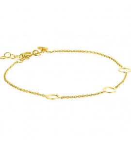 ZINZI Gold 14 krt gouden armband met subtiele jasseron schakels en drie open rondjes 6,5mm breed 18-20cm ZGA445 - 3240021