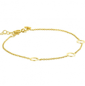 ZINZI Gold 14 krt gouden armband met subtiele jasseron schakels en drie open rondjes 6,5mm breed 18-20cm ZGA445 - 3240021