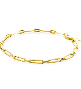 ZINZI Gold 14 krt gouden armband met trendy paperclip/closed for ever schakels met tussenoog 3mm breed, lengte 19cm ZGA470 - 3240027