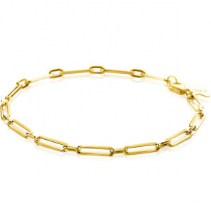 ZINZI Gold 14 krt gouden armband met trendy paperclip/closed for ever schakels met tussenoog 3mm breed, lengte 19cm ZGA470 - 3240027