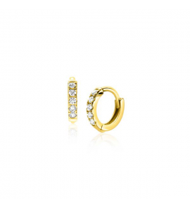 ZINZI Gold 14 krt gouden oorringen bezet met witte zirconia's, luxe klapsluiting 8x1,6mm ZGO467 - 3240028