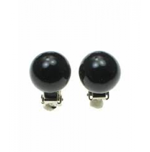 Zilver oorclips met imt. parel zwart  10 mm - 3240095