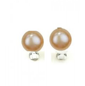 Zilver oorclips met imt. parel zalm 12 mm - 3240096