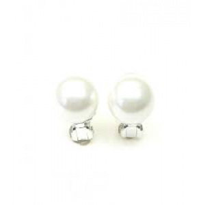 Zilver oorclips met imt. parel wit  7 mm - 3240097