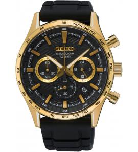 Seiko heren chronograaf siliconen zwart 100m wr - 3240112