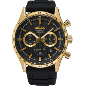 Seiko heren chronograaf siliconen zwart 100m wr - 3240112
