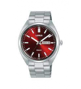 Lorus heren staal bracelet rood 100m wr - 3240129