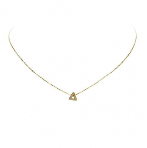 Goud collier anker met hanger driehoek zirkonia - 3240145