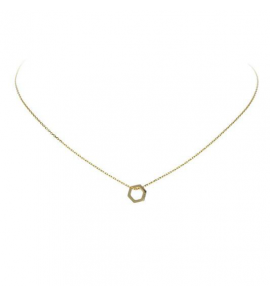 Goud collier anker met hanger hexagon zirkonia - 3240146