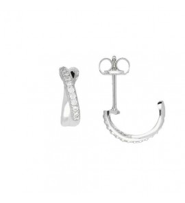 Wit goud oorstekers halfcreool met zirkonia - 3240147