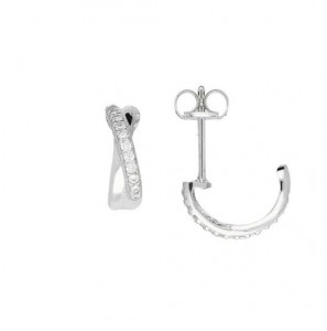 Wit goud oorstekers halfcreool met zirkonia - 3240147