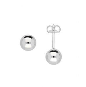 Wit goud oorknop bol 6 mm - 3240148