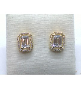 Goud oorknop met zirkonia - 3240198