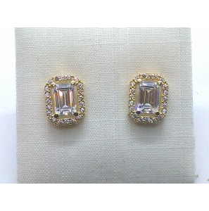 Goud oorknop met zirkonia - 3240198