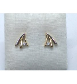 Goud oorknop bicolour met zirkonia - 3240206