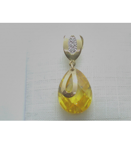 Goud hanger met Citrien en 0.015 crt. dia - 3240212