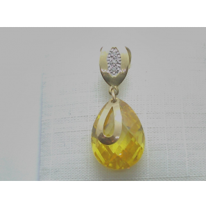 Goud hanger met Citrien en 0.015 crt. dia - 3240212