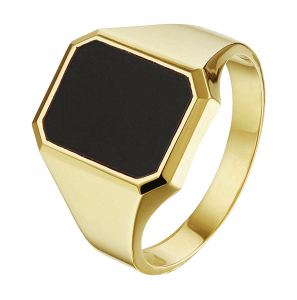 Goud heren ring massief met onix achtkant 14.5x11.5 mm - 3240236