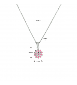 Zilver collier bloem zirkonia 36 + 4 cm - 3240239