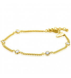 ZINZI zilveren armband extra 14K geel verguld gourmet schakel met witte ronde zirconia&#39;s ZIA2263G - 3240252