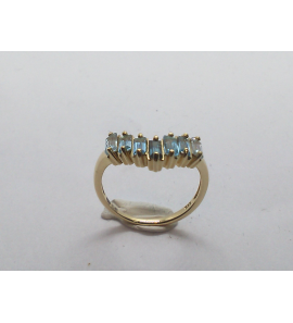 Goud dames ring met bl. topaas 1.10 ct. - 3240265