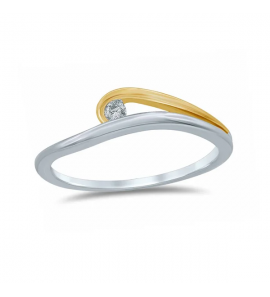 Goud bicolour dames ring met dia/bril 0.04 ct. - 3240267
