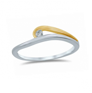 Goud bicolour dames ring met dia/bril 0.04 ct. - 3240267