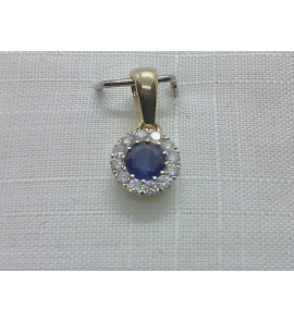Goud Hanger antourage met bril. 0.09 en saffier - 3240272