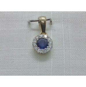 Goud Hanger antourage met bril. 0.09 en saffier - 3240272